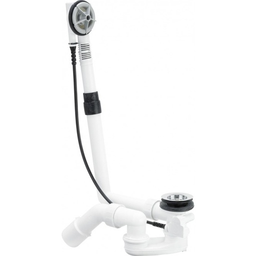 [1614C0254] Vidage de baignoire MULTIPLEX vidage excentrique 1 1/2" siphon, câble 54 cm aw 10-26 cm, hauteur 18-40 cm coude d'écoulement 40/50 mm pour baignoires normales capacité d'écoulement 52,2 l/min rétrocompatible