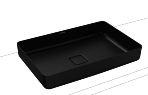 [1624C0618] Lavabo à poser MIENA 58 x 38 x 11,9 cm, avec effet perlant, acier sans trop-plein Noir lave mat
