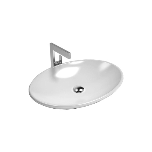 [1624C0559] Vasque à poser OVAL en céramique L 62 x P 45 x H 9 cm sans trop-plein, sans bonde, blanc