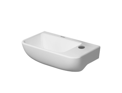 [1624C0619] Lave mains Me by starck 400 x 220 mm, sans trop plein avec plage de robinetterie à droite - fixations incluse dessous émaillé, blanc mat