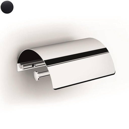 [1690C0552] Porte-papier WC, avec couvercle, LAPIANA, H6 x L14.5 x P13 cm, chromé noir mat