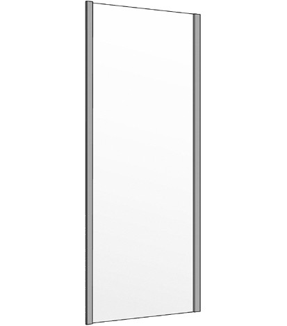 [1613H0227] Cloison latérale S400 88-90 cm, H 200 cm pour porte coulissante et porte coulissante pilante, verre véritable clair, couleur d'argent mat