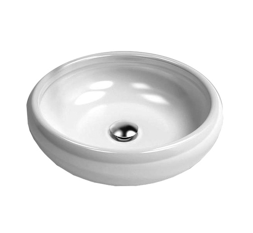 [1624C0558] Vasque à poser TAO 43 en céramique, diam. 38 - H. 11, sans trop-plein, sans bonde, blanc