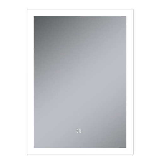 [1617C0118] Miroir LED Faro aluminium 50 X 70 X 3.3 CM, cadre en alu glace miroir de 5 mm, cadre en acrylique bicolore éclairé par des LED 4000/6000 K, pose verticale ou horizontale au choix, capteur tactile pour la mise en marche et l'arrêt, avec matériel de fixation