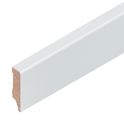 [1416C0511] Plinthe massive pin blanc couvrant laquée RAL 9016 40/12/12 mm - longueur : 4ml