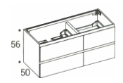 [1616C3743] Elément inférieur sous-lavabo, L120xH56xP50 cm, Caisson int. 10F-Nob.Grigio fumé, pour lavabo simple Slim 120 cm, Tak 120 cm (lavabo à gauche), 4 Tiroirs 70/50cm - corps/faces laqué, Finitions Laqué couleur mate à choix, SYSTEM M2, poignée Gola (gorge supérieure et centrale)