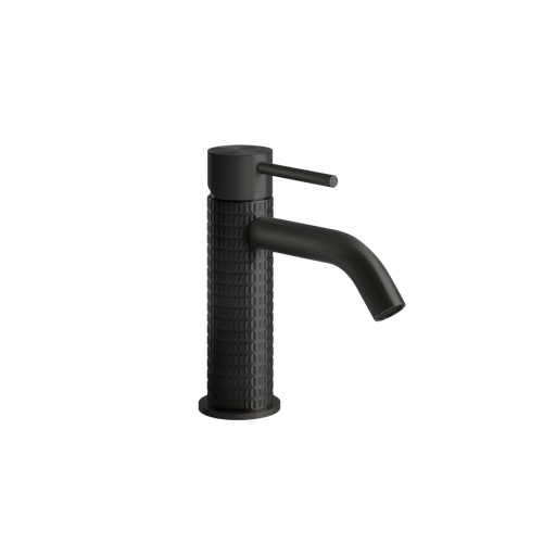 [1621C0958] Mélangeur de lavabo GESSI 316 MECCANICA, S 122 mm, goulot fixe sans vidage, tuyaux de raccordement flexibles 3/8", groupe acoustique NT, 707 Noir Metal Brossé PVD